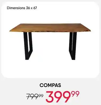 Meubles RD Compas - Rectangular Solid Wood Dining Table 67 offer