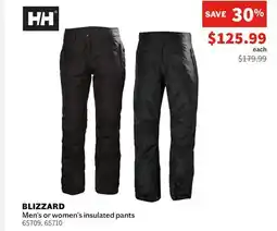 Sports Experts HELLY HANSEN BLIZZARD Men's or women's insulated pants offer