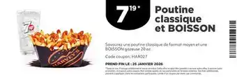 Harvey’s Poutine classique et BOISSON offer
