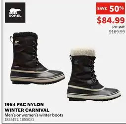 Sports Experts SOREL 1964 PAC NYLON WINTER CARNIVAL offer