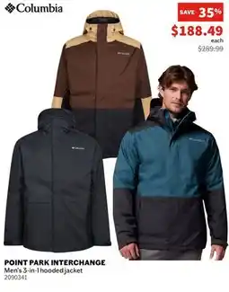 Sports Experts COLUMBIA POINT PARK INTERCHANGE Men's 3-in-1 hooded jacket offer
