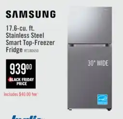 The Brick Samsung 30 17.6 Cu. Ft. Smart Top-Freezer Refrigerator - Stainless Steel - RT18DG6500SRAC offer