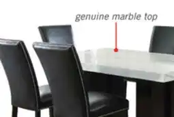 The Brick Cami 7pc Dining Set with Table & 6 Black Chairs, Genuine Marble Top, 70W offer