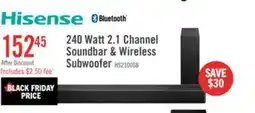The Brick HISENSE A620 2.1 Channel 240W Soundbar with Built-In Subwoofer (A620) offer