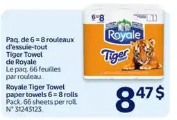 Walmart Royale Tiger Towel paper towels 6 = 8 rolls offer