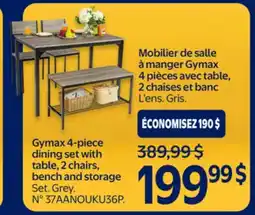 Walmart Gymax 4-piece dining set with table, 2 chairs, bench and storage offer
