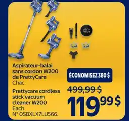 Walmart Prettycare cordless stick vacuum cleaner W200 offer