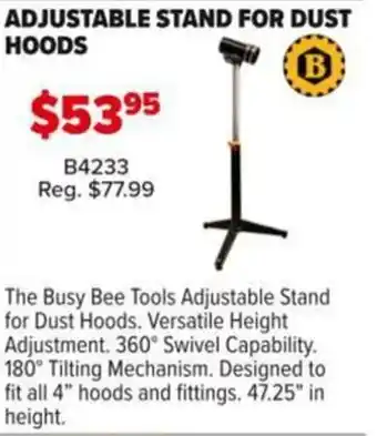 Busy Bee Tools Adjustable stand for dust hoods offer