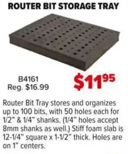 Busy Bee Tools Router bit storage tray offer