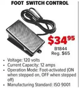 Busy Bee Tools Foot switch control offer