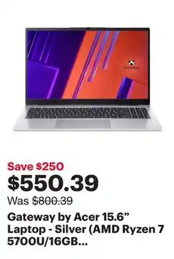 Best Buy Gateway by Acer 15.6 Laptop - Silver (AMD Ryzen 7 5700U/16GB RAM/512GB SSD/Windows 11 Home) offer