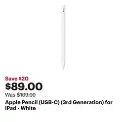 Best Buy Apple Pencil (USB-C) (3rd Generation) for iPad - White offer