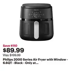 Best Buy Philips 2000 Series Air Fryer with Window - 6.6QT - Black - Only at Best Buy offer