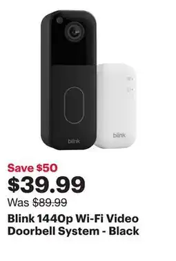 Best Buy Blink 1440p Wi-Fi Video Doorbell System - Black offer