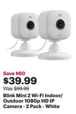 Best Buy Blink Mini 2 Wi-Fi Indoor/Outdoor 1080p HD IP Camera - 2 Pack - White offer