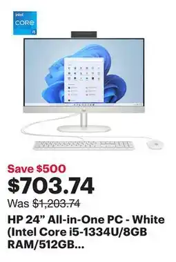Best Buy HP 24 All-in-One PC - White (Intel Core i5-1334U/8GB RAM/512GB SSD/Windows 11) - Only at Best Buy offer