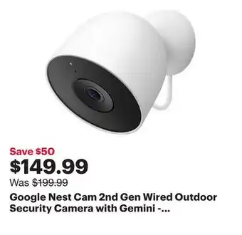 Best Buy Google Nest Cam 2nd Gen Wired Outdoor Security Camera with Gemini - Snow offer