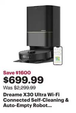 Best Buy Dreame X30 Ultra Wi-Fi Connected Self-Cleaning & Auto-Empty Robot Vacuum & Mop - Black offer