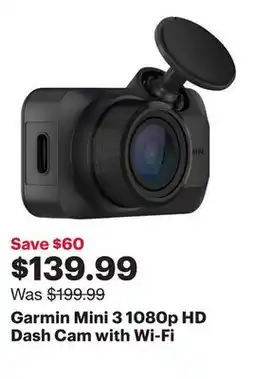 Best Buy Garmin Mini 3 1080p HD Dash Cam with Wi-Fi offer
