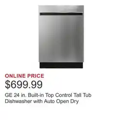 Costco GE 24 in. Built-in Top Control Tall Tub Dishwasher with Auto Open Dry offer