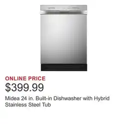 Costco Midea 24 in. Built-in Dishwasher with Hybrid Stainless Steel Tub offer