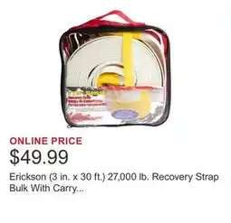 Costco Erickson (3 in. x 30 ft.) 27,000 lb. Recovery Strap Bulk With Carry Bag offer