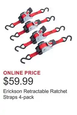 Costco Erickson Retractable Ratchet Straps 4-pack offer