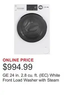 Costco GE 24 in. 2.8 cu. ft. (IEC) White Front Load Washer with Steam offer