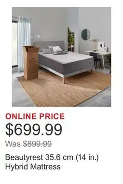 Costco Beautyrest 35.6 cm (14 in.) Hybrid Mattress offer