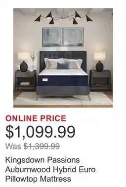 Costco Kingsdown Passions Auburnwood Hybrid Euro Pillowtop Mattress offer