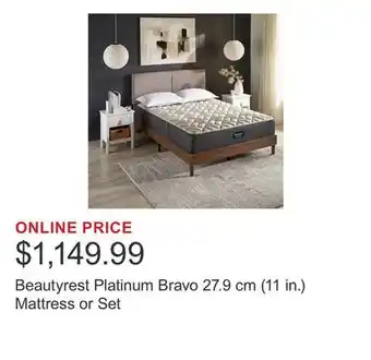 Costco Beautyrest Platinum Bravo 27.9 cm (11 in.) Mattress or Set offer