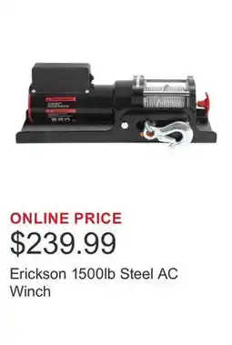 Costco Erickson 1500lb Steel AC Winch offer