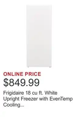 Costco Frigidaire 18 cu ft. White Upright Freezer with EvenTemp Cooling System offer