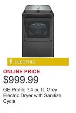 Costco GE Profile 7.4 cu ft. Grey Electric Dryer with Sanitize Cycle offer