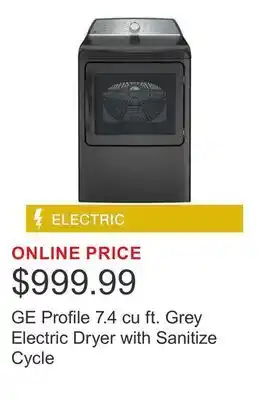 Costco GE Profile 7.4 cu ft. Grey Electric Dryer with Sanitize Cycle offer