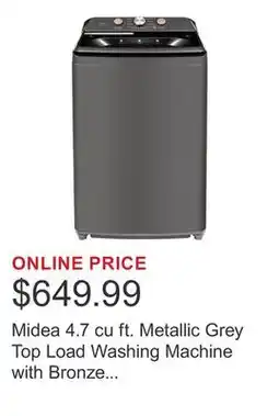Costco Midea 4.7 cu ft. Metallic Grey Top Load Washing Machine with Bronze Trim offer