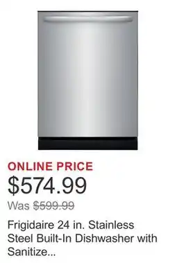 Costco Frigidaire 24 in. Stainless Steel Built-In Dishwasher with Sanitize Cycle offer