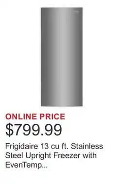 Costco Frigidaire 13 cu ft. Stainless Steel Upright Freezer with EvenTemp Cooling System offer