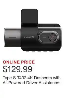 Costco Type S T402 4K Dashcam with AI-Powered Driver Assistance offer
