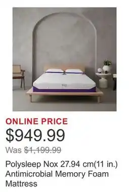 Costco Polysleep Nox 27.94 cm(11 in.) Antimicrobial Memory Foam Mattress offer