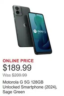 Costco Motorola G 5G 128GB Unlocked Smartphone (2024), Sage Green offer