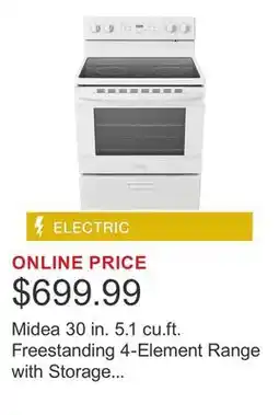Costco Midea 30 in. 5.1 cu.ft. Freestanding 4-Element Range with Storage Drawer offer
