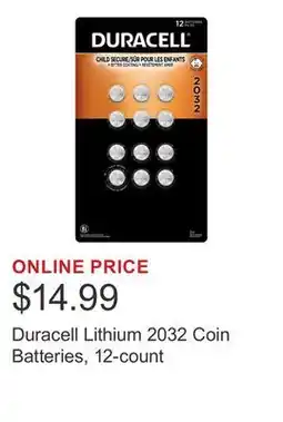 Costco Duracell Lithium 2032 Coin Batteries, 12-count offer