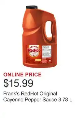 Costco Frank's RedHot Original Cayenne Pepper Sauce 3.78 L offer