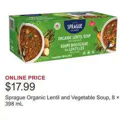 Costco Sprague Organic Lentil and Vegetable Soup, 8 × 398 mL offer