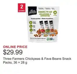 Costco Three Farmers Chickpeas & Fava Beans Snack Packs, 36 × 28 g offer