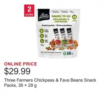 Costco Three Farmers Chickpeas & Fava Beans Snack Packs, 36 × 28 g offer