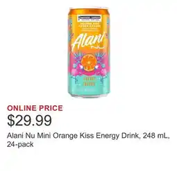 Costco Alani Nu Mini Orange Kiss Energy Drink, 248 mL, 24-pack offer