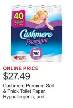 Costco Cashmere Premium Soft & Thick Toilet Paper, Hypoallergenic, and Septic Safe, 40-pack offer
