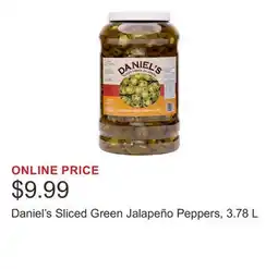 Costco Daniel's Sliced Green Jalapeño Peppers, 3.78 L offer